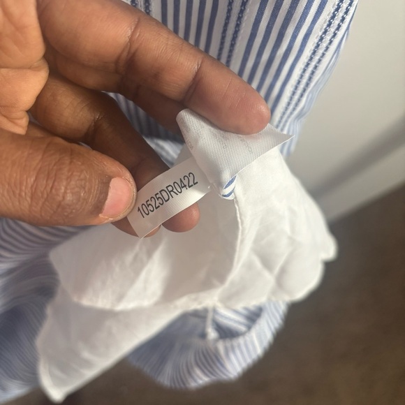 | Alex Marie Striped Puff Sleeve Dress Cottagecore Prairie Button Front Belted - Picture 8 of 8